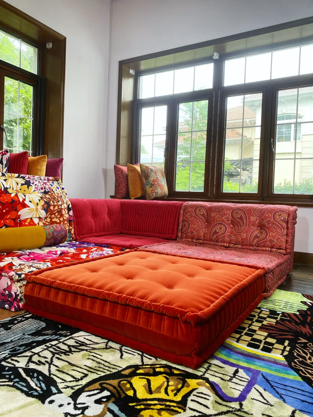 French Daybed Sofa : Set Red - Image 7