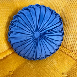 Round pleated pillow : Navy Blue