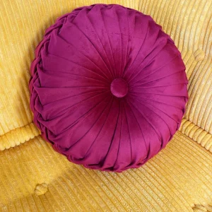 Round pleated pillow : Wine color