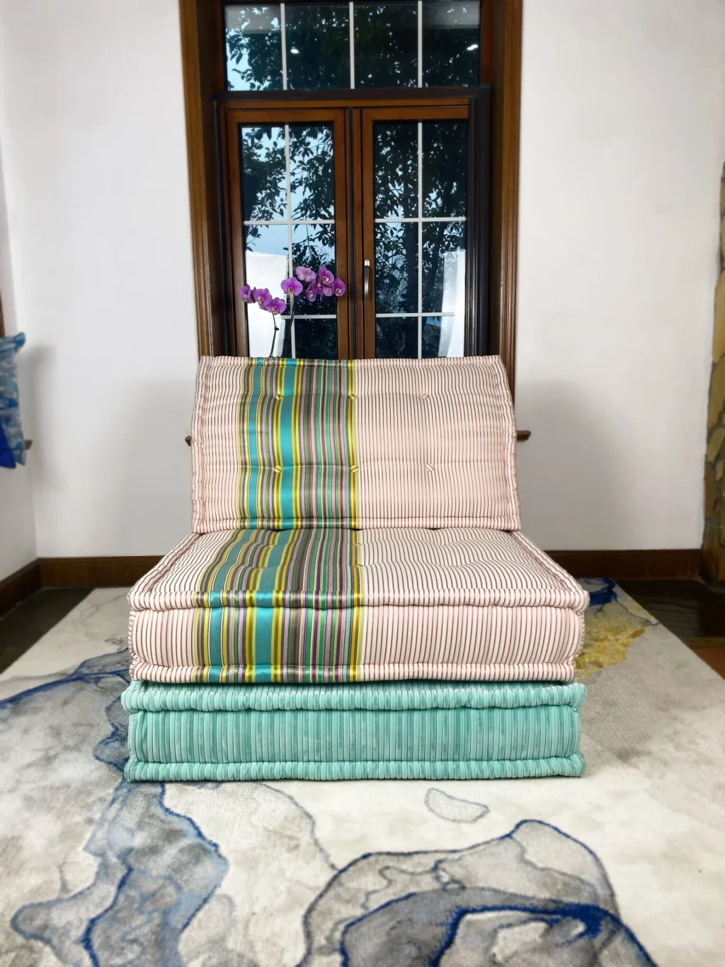 French daybed mah jong sofa single seater and mat