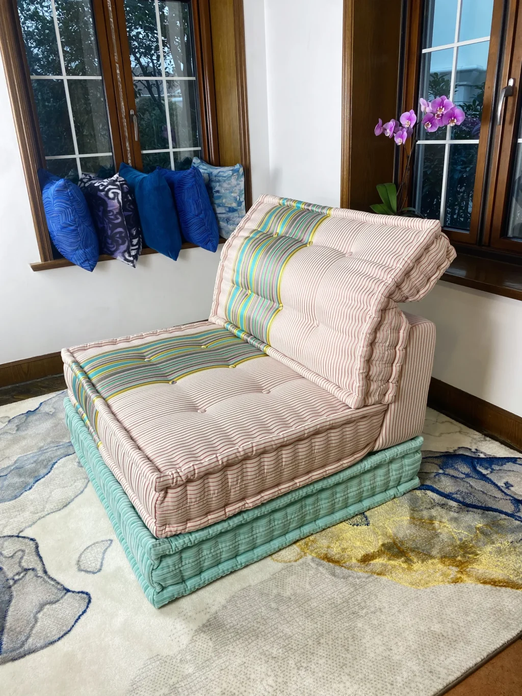 French daybed mah jong sofa single seater and mat