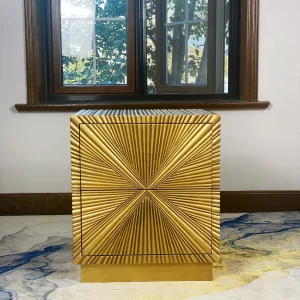 Home Square Golda Contemporary Wood Side Table in Gold Leaf Finish