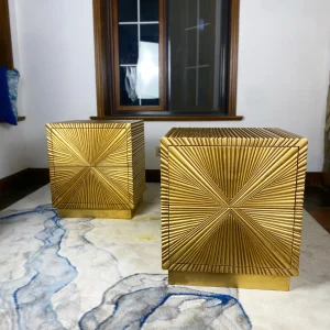 Hand-Applied Gold Leaf 2-Drawer Nightstand