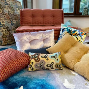 Rectangle Throw Pillow w/ 4 Buttons