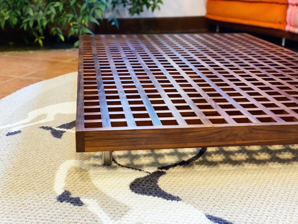 Brown Teak Wood Base / Level Coffee Table