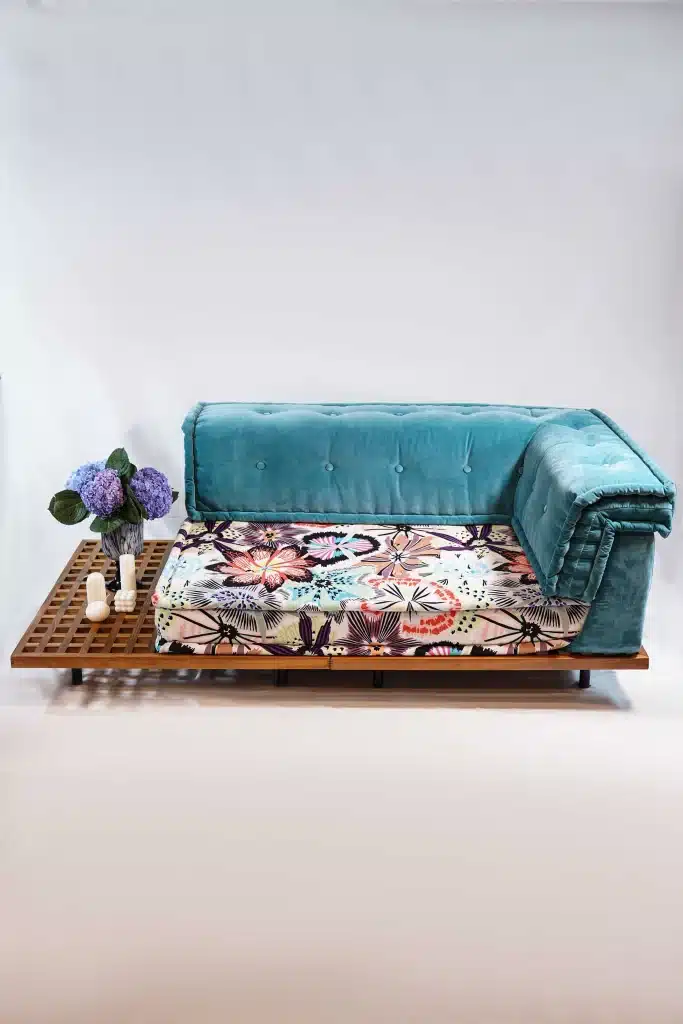 French Daybed Set: long Seater + Teak Wood Base Set