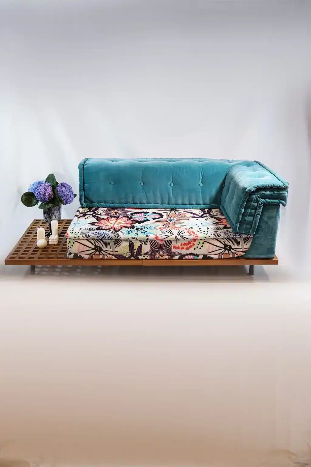 French Daybed Set: long Seater + Teak Wood Base Set