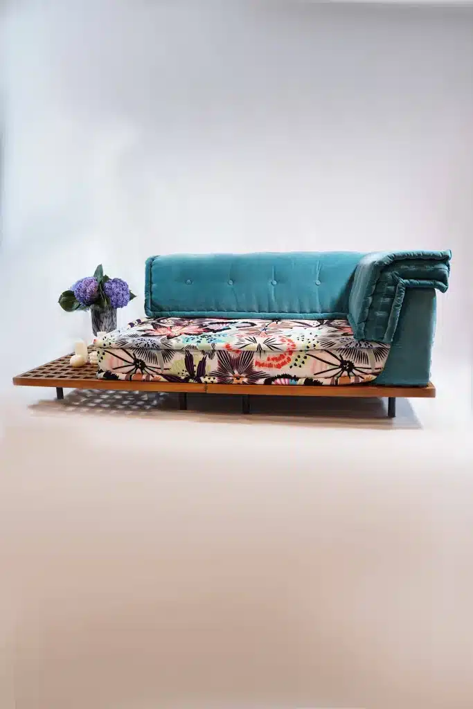 French Daybed Set: long Seater + Teak Wood Base Set