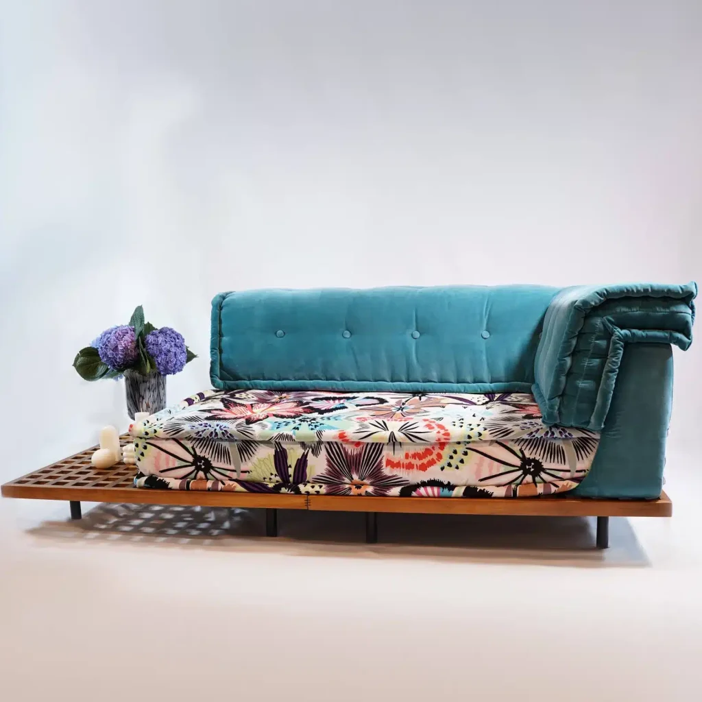 French Daybed Set: long Seater + Teak Wood Base Set