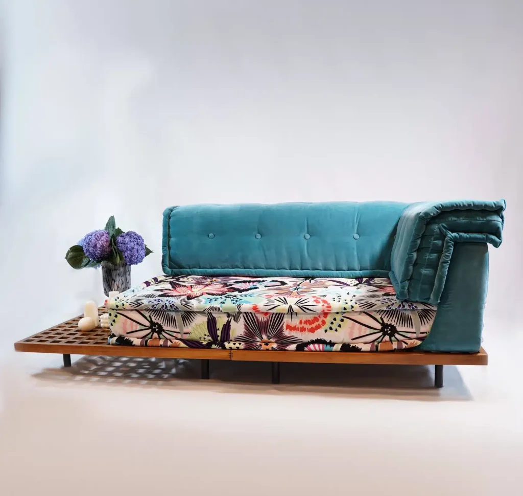 French Daybed Set: long Seater + Teak Wood Base Set