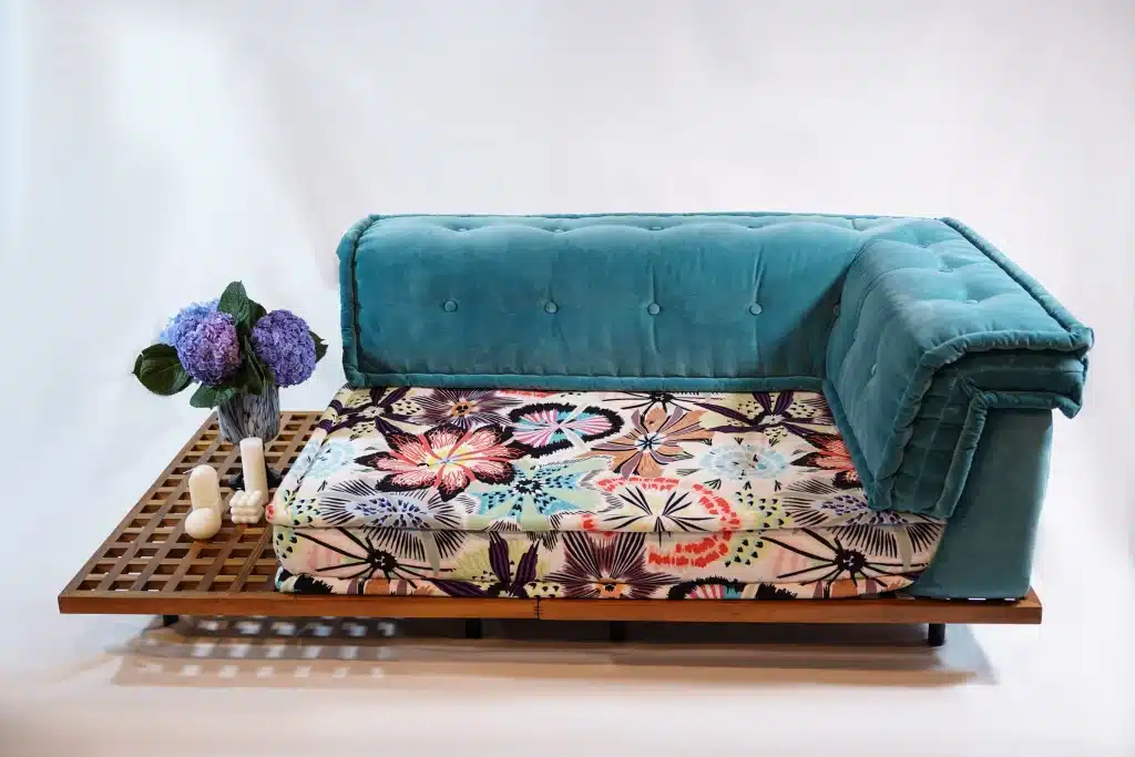 French Daybed Set: long Seater + Teak Wood Base Set