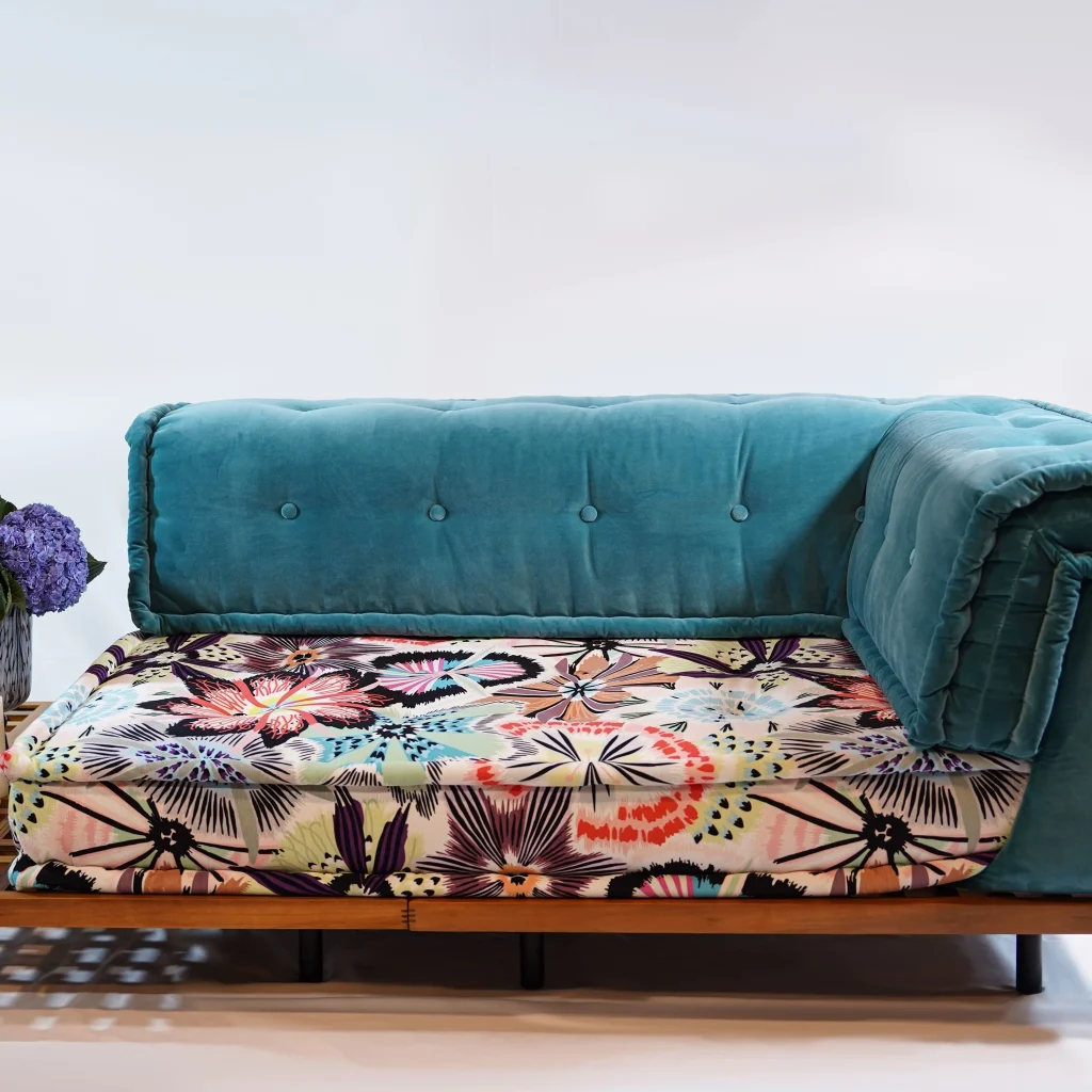 Mah Jong Sofa SET - Long Seater + Teak wood Base