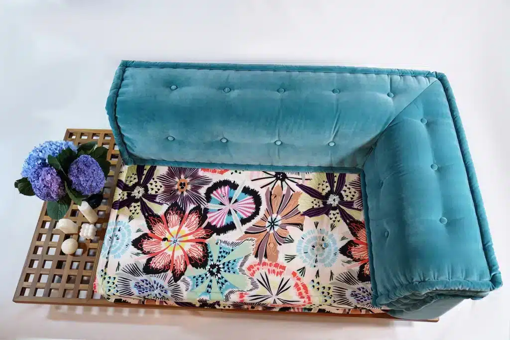 French Daybed Set: long Seater + Teak Wood Base Set