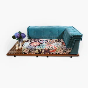 Mah Jong Sofa SET - Long Seater + Teak wood Base