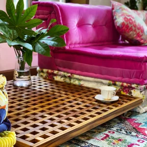 Natural Color Teak Wood Base / Level Coffee Table