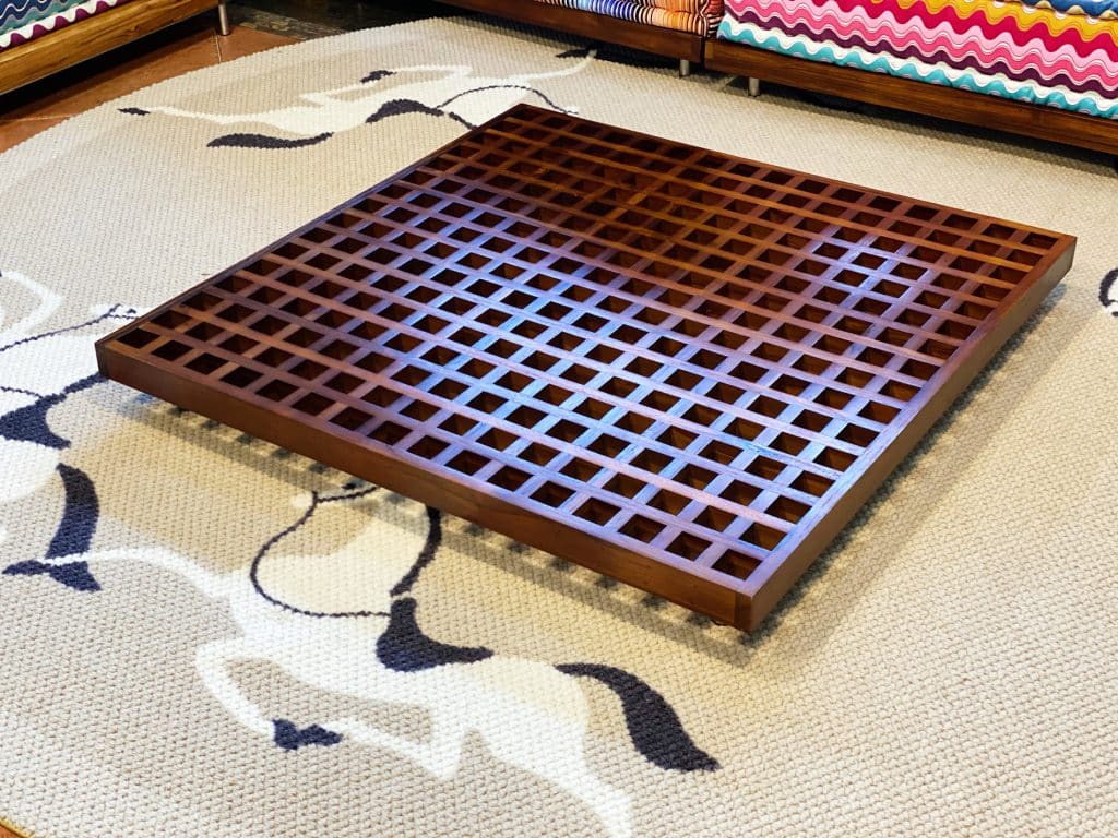 Brown Teak Wood Base / Level Coffee Table