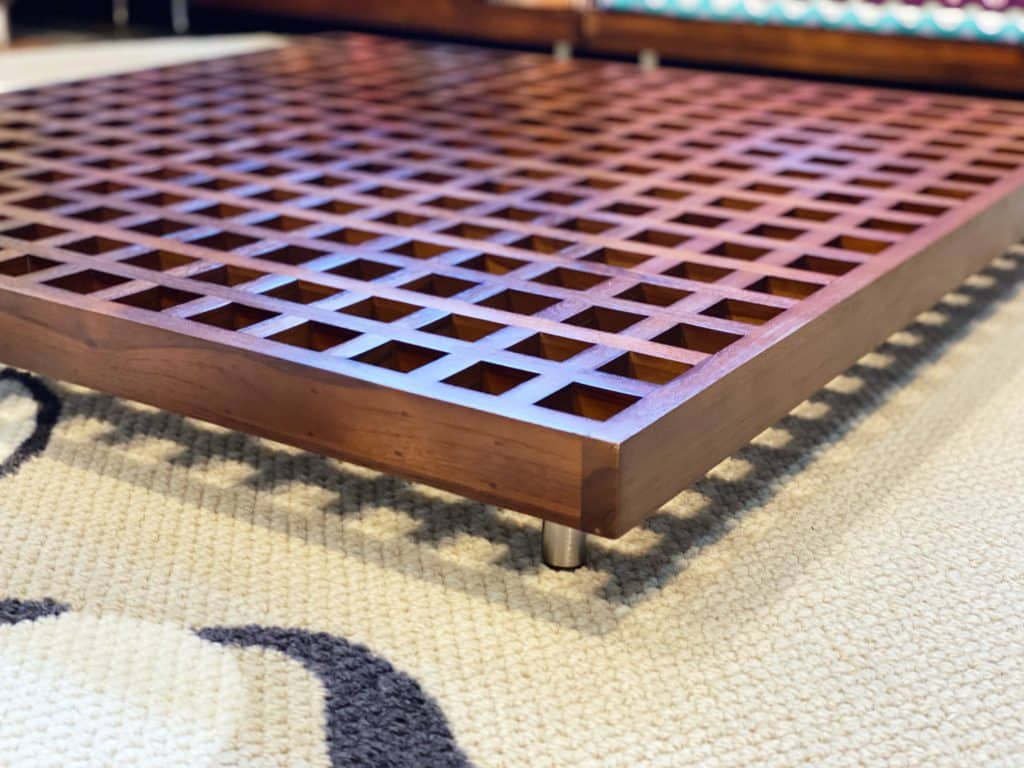 Brown Teak Wood Base / Level Coffee Table