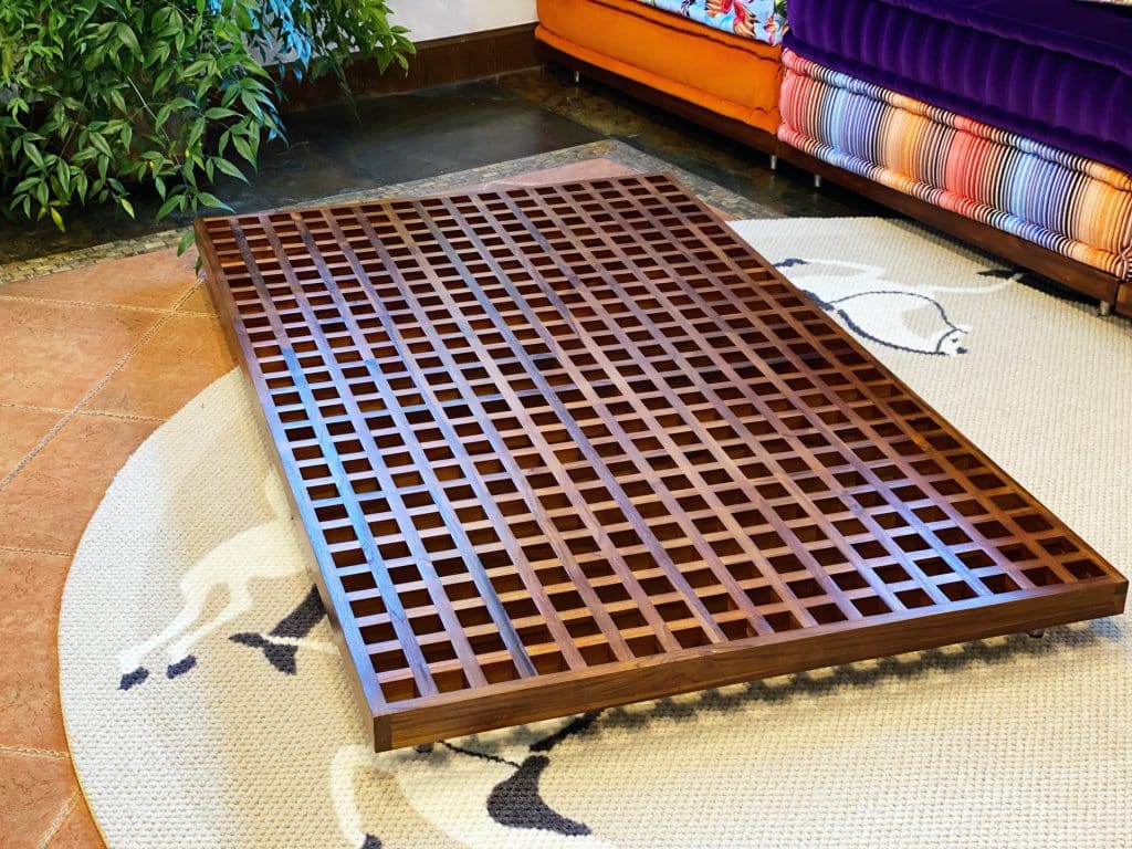 Brown Teak Wood Base / Level Coffee Table