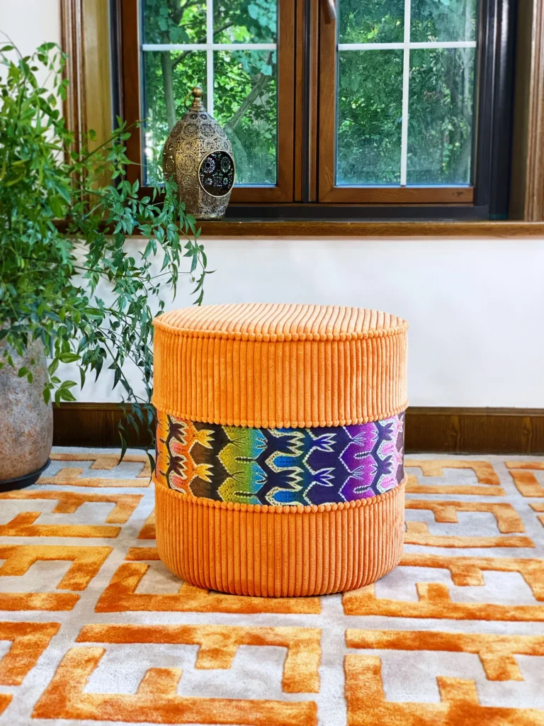 French Daybed Sofa : Orange Couch Ottoman