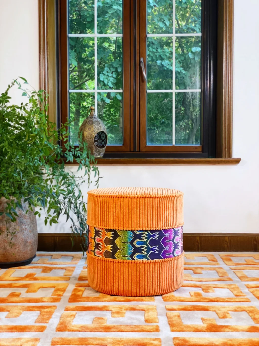 French Daybed Sofa : Orange Couch Ottoman