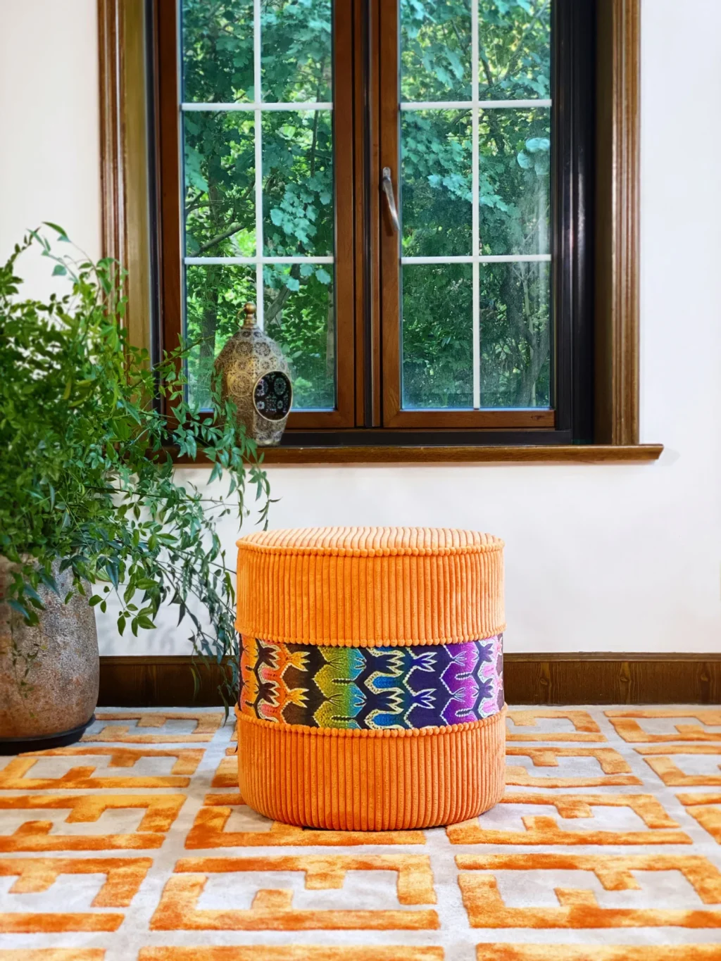 French Daybed Sofa : Orange Couch Ottoman