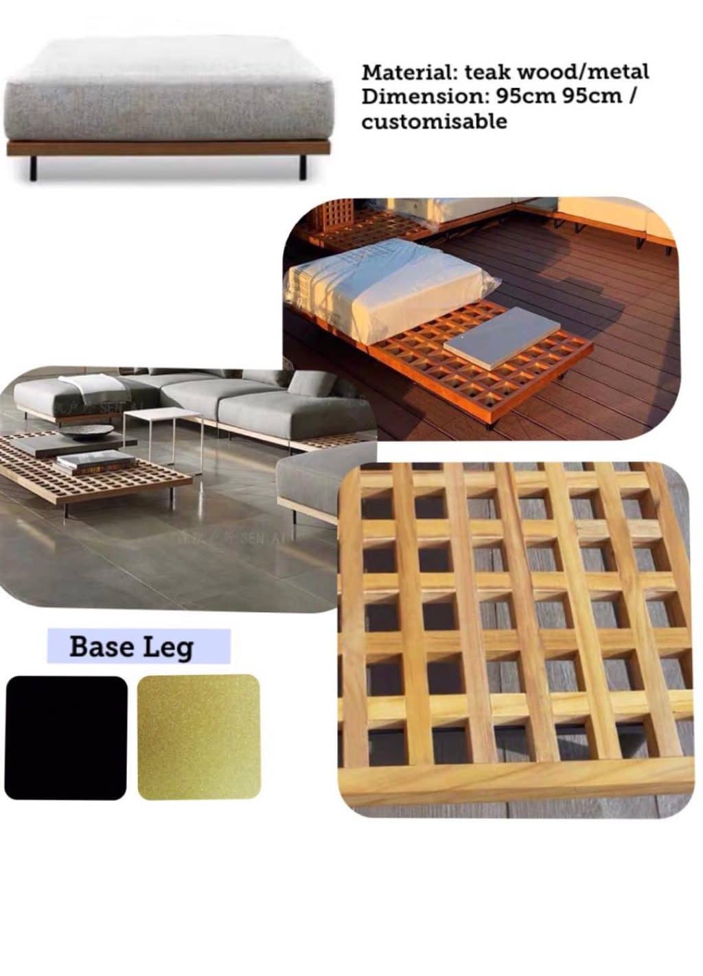 Natural Color Teak Wood Base / Level Coffee Table