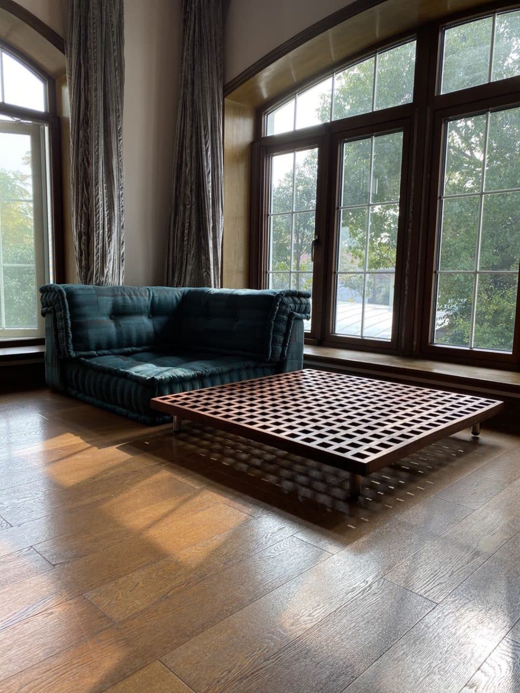 Brown Teak Wood Base / Level Coffee Table