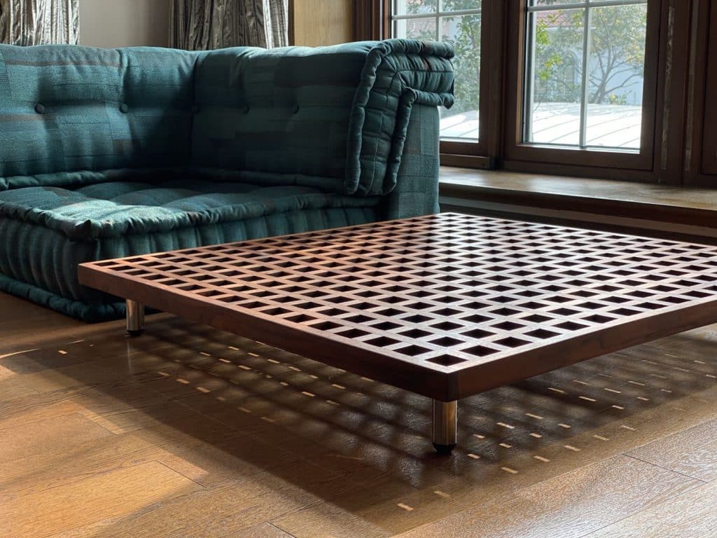 Brown Teak Wood Base / Level Coffee Table