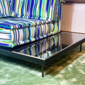 Black Teak Wood Table w/ Resin Top