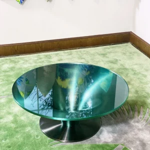 Low Round Glass & Aluminium Coffee Table