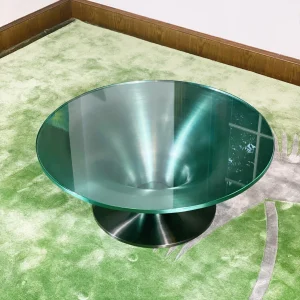 Low Round Glass & Aluminium Coffee Table