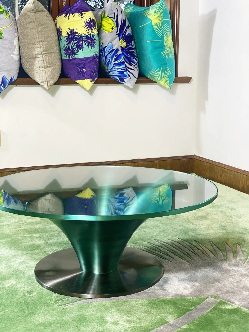 Low Round Glass & Aluminium Coffee Table