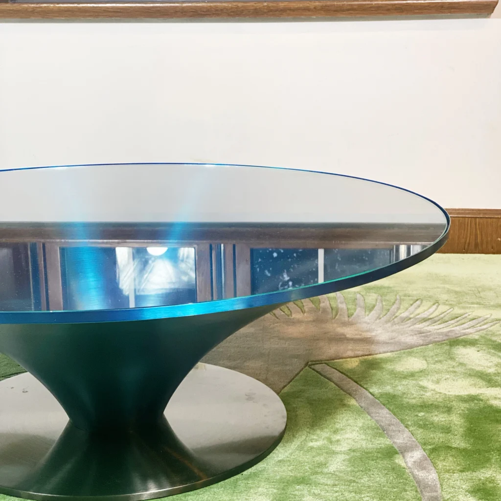 Round Glass & Aluminium Coffee Table