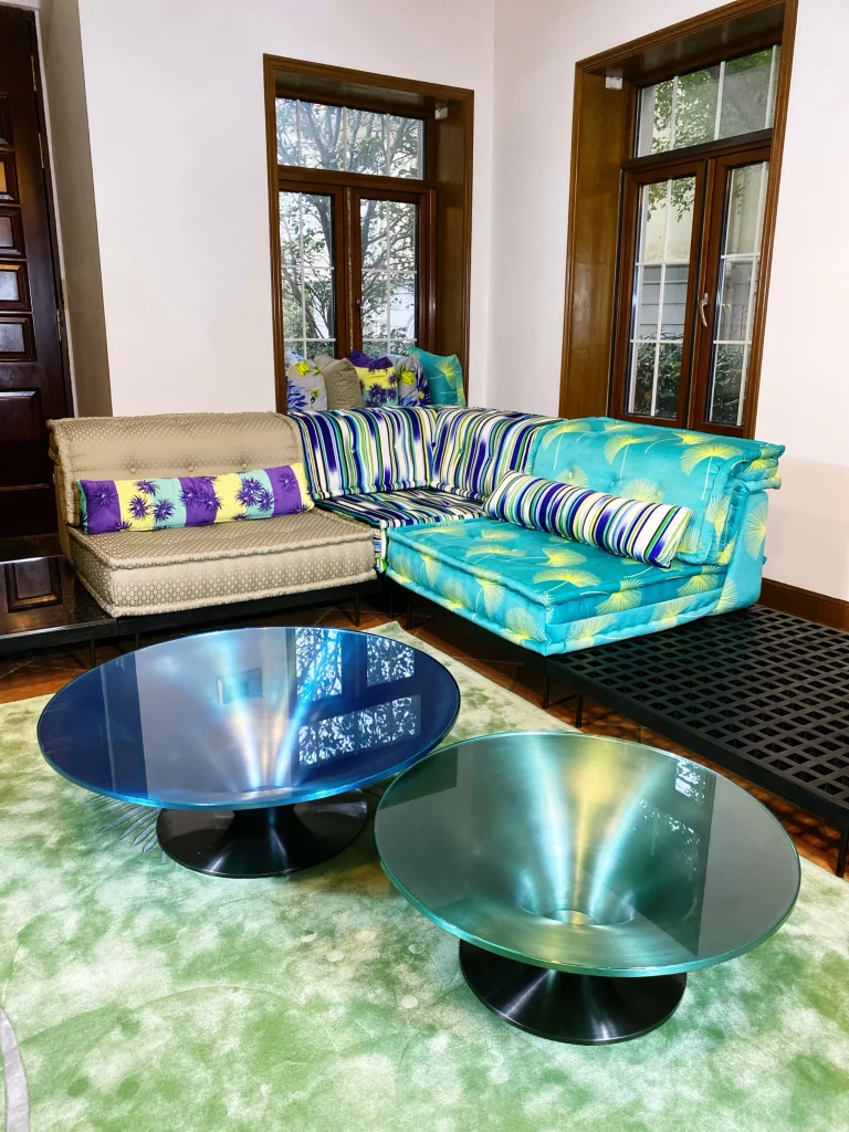 Low Round Glass & Aluminium Coffee Table