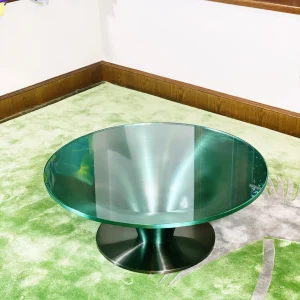 Low Round Glass & Aluminium Coffee Table