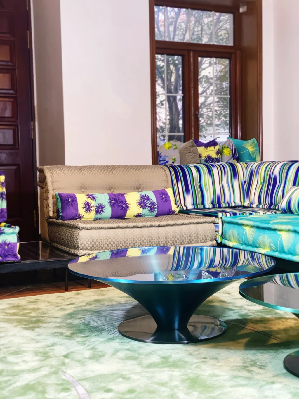 Round Glass & Aluminium Coffee Table