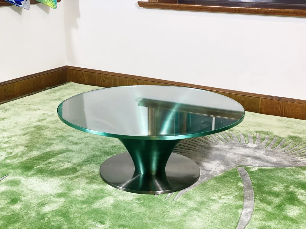 Low Round Glass & Aluminium Coffee Table