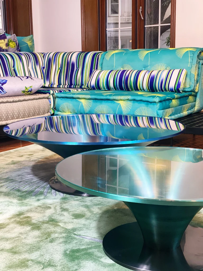 Round Glass & Aluminium Coffee Table