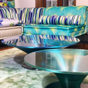 Round Glass & Aluminium Coffee Table