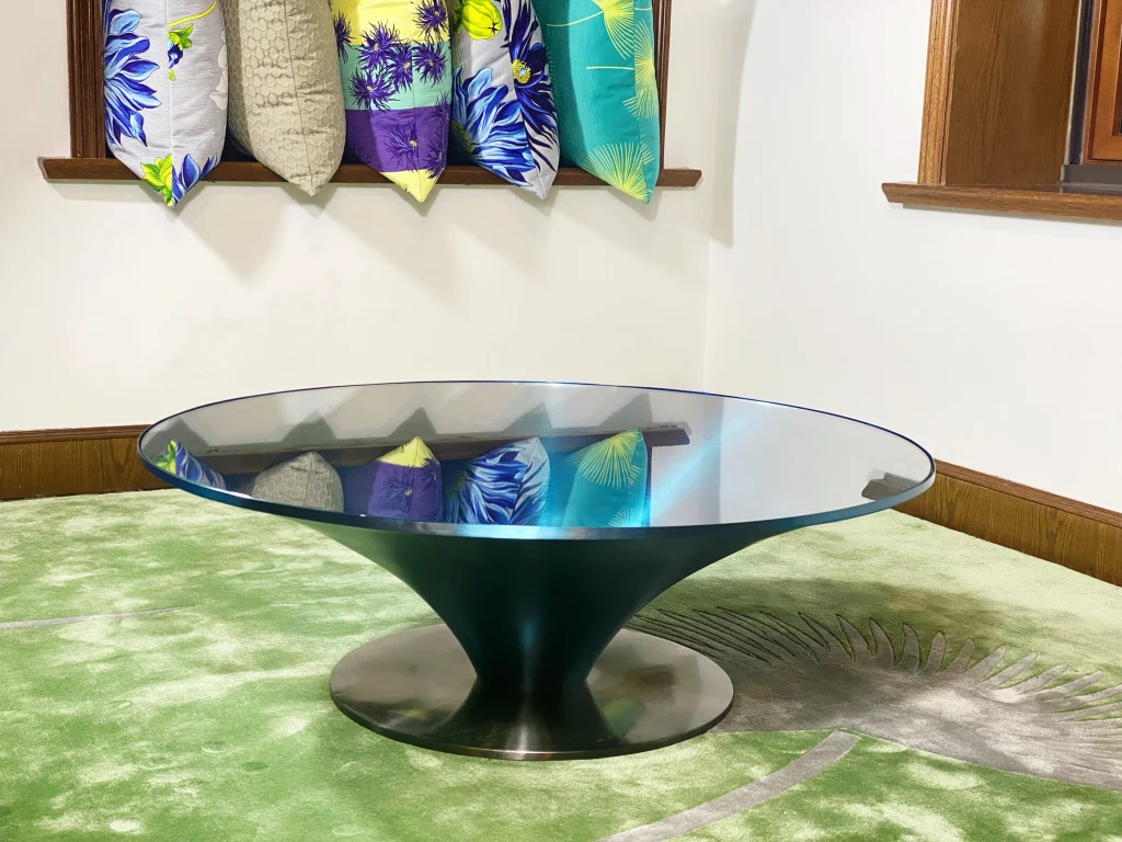 Round Glass & Aluminium Coffee Table