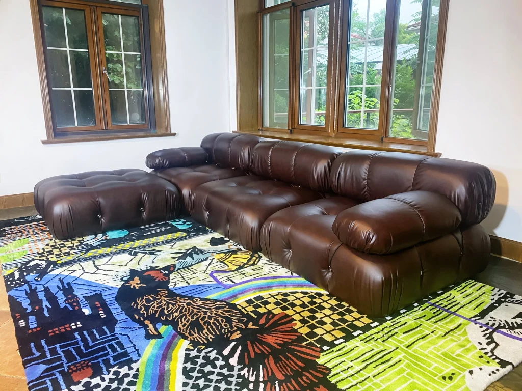 Mario Bellini Tribute Sofa Set: Top Grain Leather