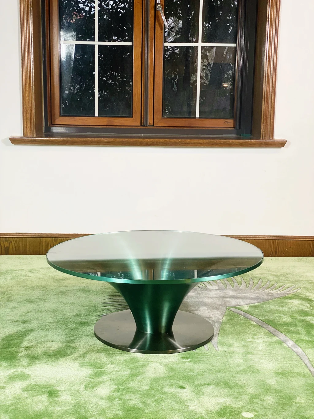 Low Round Glass & Aluminium Coffee Table