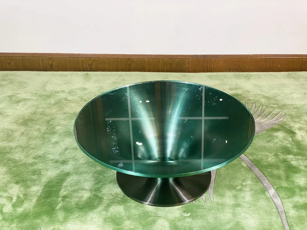 Low Round Glass & Aluminium Coffee Table