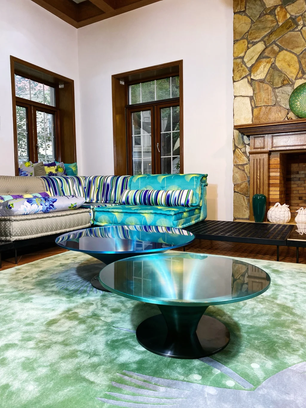 Round Glass & Aluminium Coffee Table