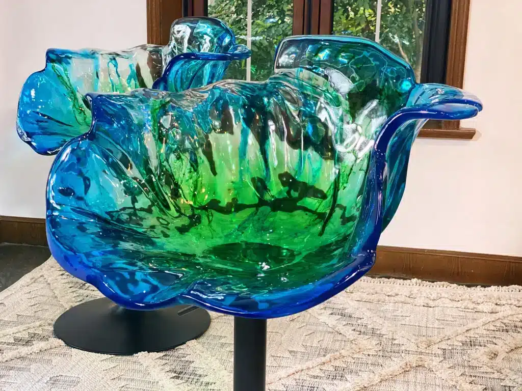 Hand Crafted Marbling Flower Bar Stool