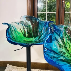 Hand Crafted Marbling Flower Bar Stool