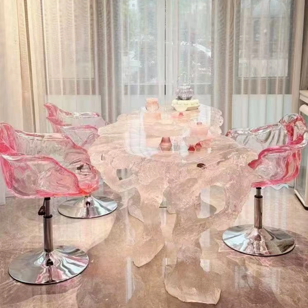 Hand Crafted Marbling Flower Bar Stool - Image 2