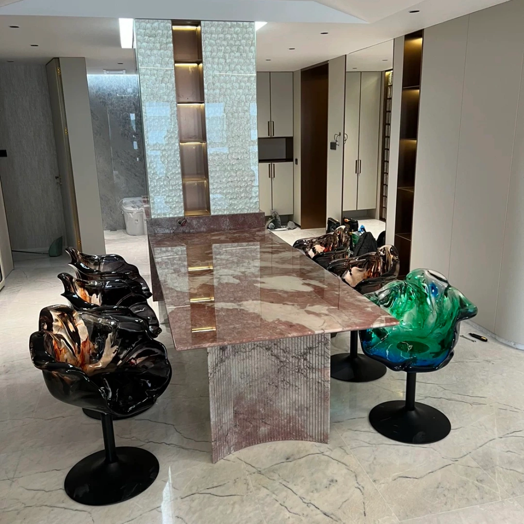 Marbling Flower Bar Stool