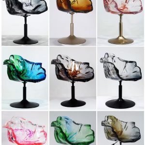 Hand Crafted Marbling Flower Bar Stool
