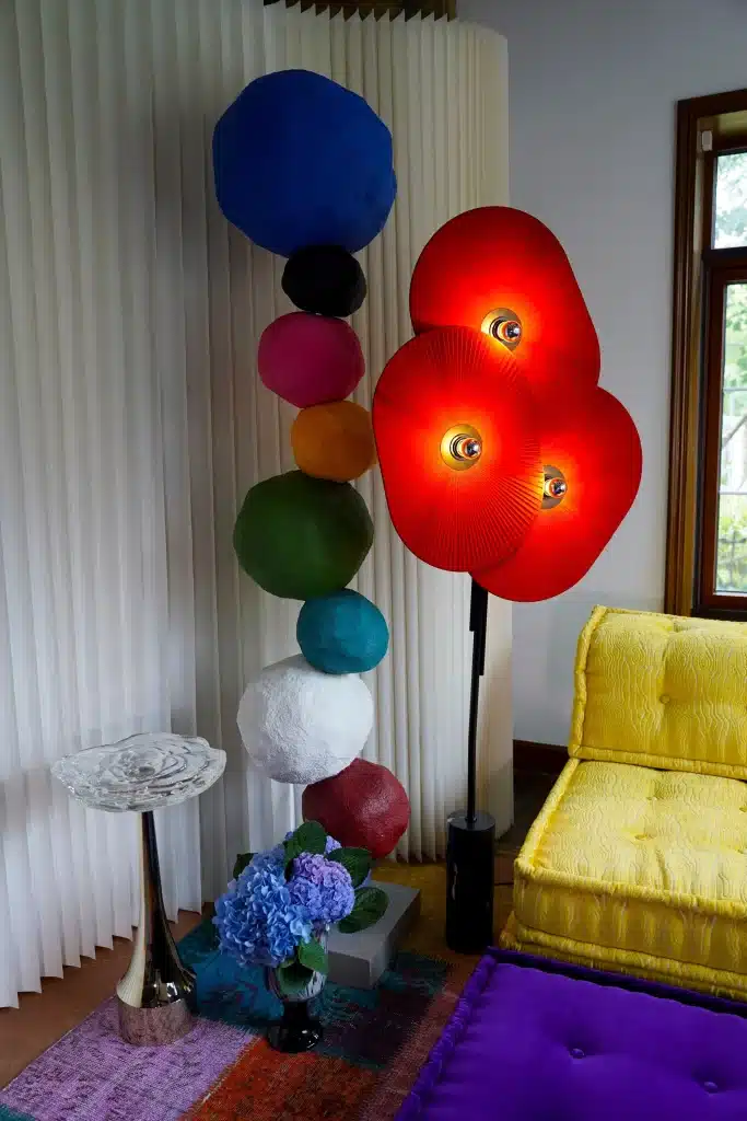 Red floor lamp